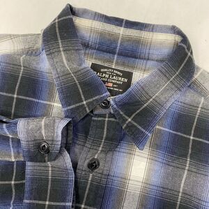 Ralph Lauren Jeans Co. Men's L Blue Black Plaid‎ Long Sleeve Button Front Shirt